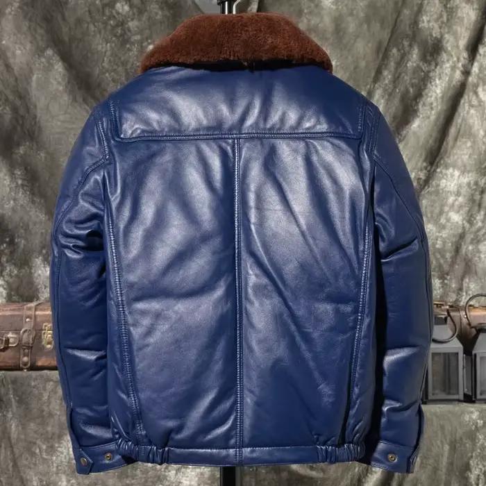 Veste en cuir véritable avec peau de mouton naturelle, col rabattable amovible, style décontracté, grande taille 5XL pour homme, idéale pour l'hiver et les occasions quotidiennes