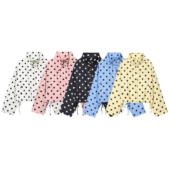 Veste décontractée ample à manches longues à pois pour femme