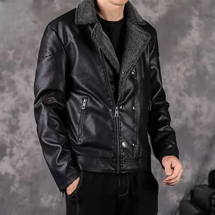 Veste en cuir pour hommes coupe ajustée mince nouveau dans les costumes et blazers