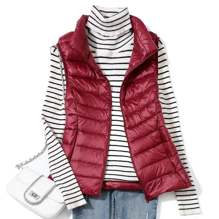 Gilet en duvet ultra léger pour femme, veste en fibre mince, gilet portable pour fille, léger, coupe-vent, toutes saisons, nouveau, 2023