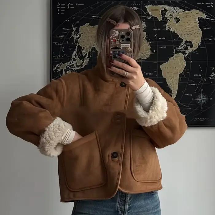 Veste en daim pour femme