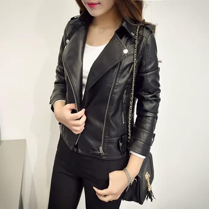 Veste en simili cuir noir pour femmes, Y2K rétro Moto Biker, coupe-vent, vestes en cuir Pu, rue coréenne, vêtements d'extérieur courts pour femmes