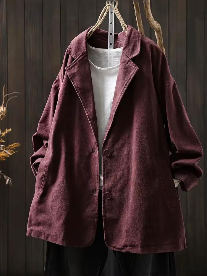 Haute qualité femmes décontracté manteaux sur mesure nouveauté 2025 automne Style Vintage couleur unie ample femme coton vêtements d'extérieur M1895