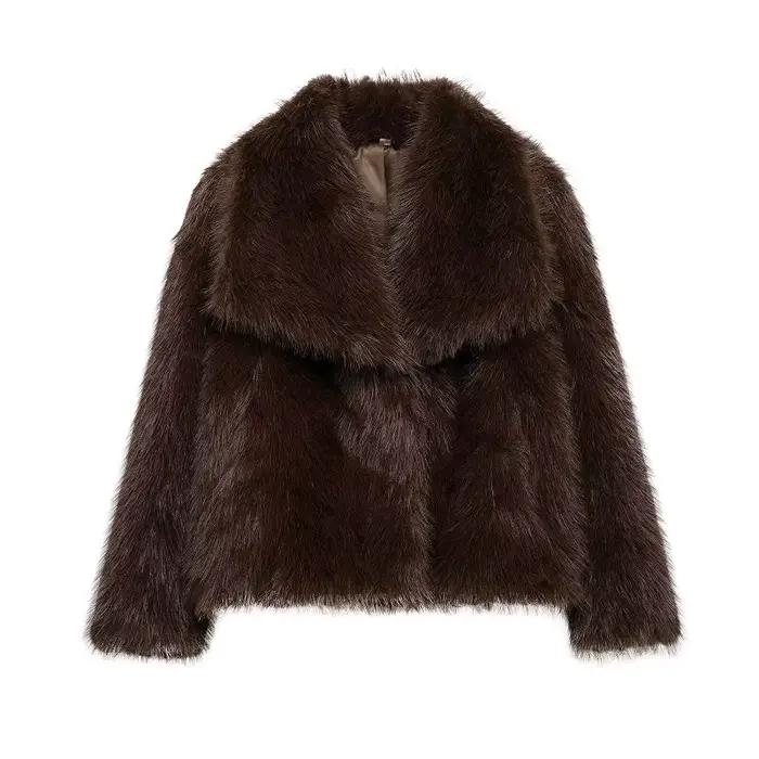 MUJER manteau en fausse fourrure pelucheuse veste femme 2025