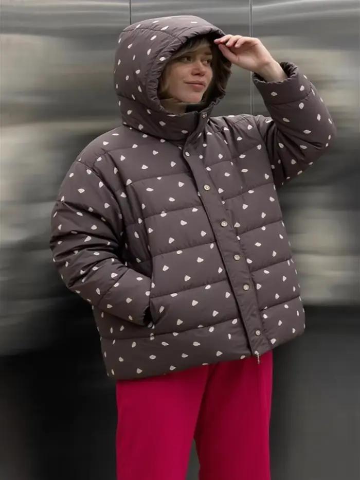 Élégant imprimé fleuri femmes doudoune à capuche épaissir surdimensionné à manches longues femme manteau bouffant 2025 automne hiver dame vêtements d'extérieur