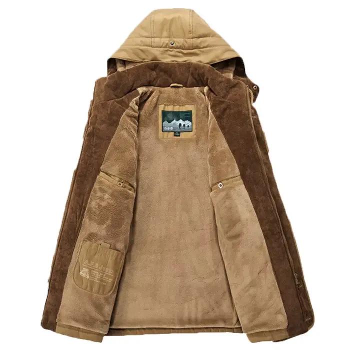 Veste d'hiver homme Parka épaisse avec capuche détachable, multi-poches, coton remplissage, polyester matériau, idéale pour les saisons froides, grandes tailles, extérieure