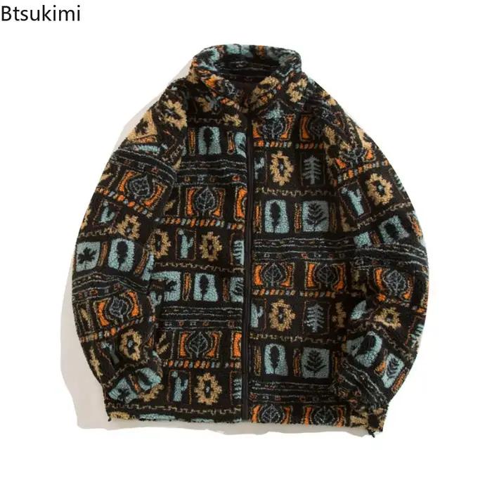 Veste d'hiver chaude en laine d'agneau pour hommes, manteau ample à col montant avec fermeture éclair, manteaux de loisirs de Style Hong Kong, vestes épaisses, 2026
