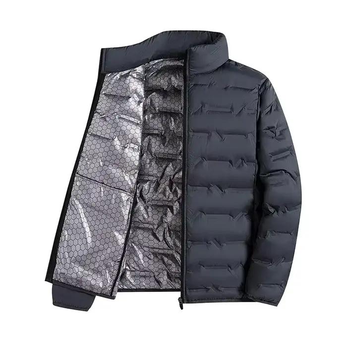 Doudoune Plissée en Graphène Blanc pour Homme, Coupe-vent, Auto-Chauffante, Col Montant, Décontracté, Chaud, Hiver