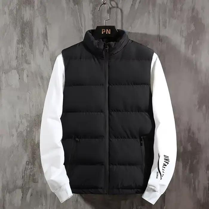 Hommes gilet veste chaude sans manches vestes hiver imperméable à l'eau manteau à glissière automne col montant
