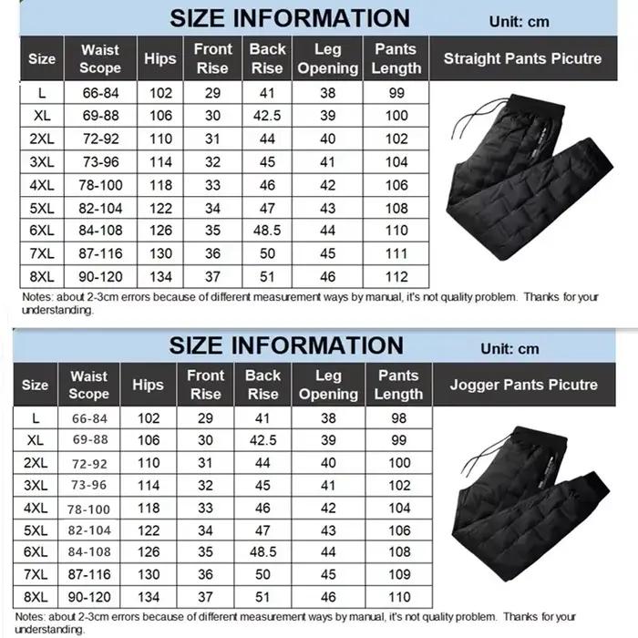 Pantalon en duvet de canard pour hommes, ouaté d'extérieur, hiver 8XL 7XL 6XL, survêtement chaud, imperméable, thermique, grande taille, vêtements résistants au froid