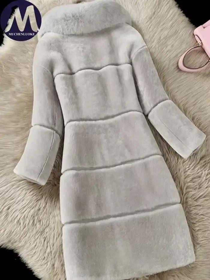 Manteau de fourrure femmes automne hiver nouveau élégant Imitation renard col de cheveux chaud