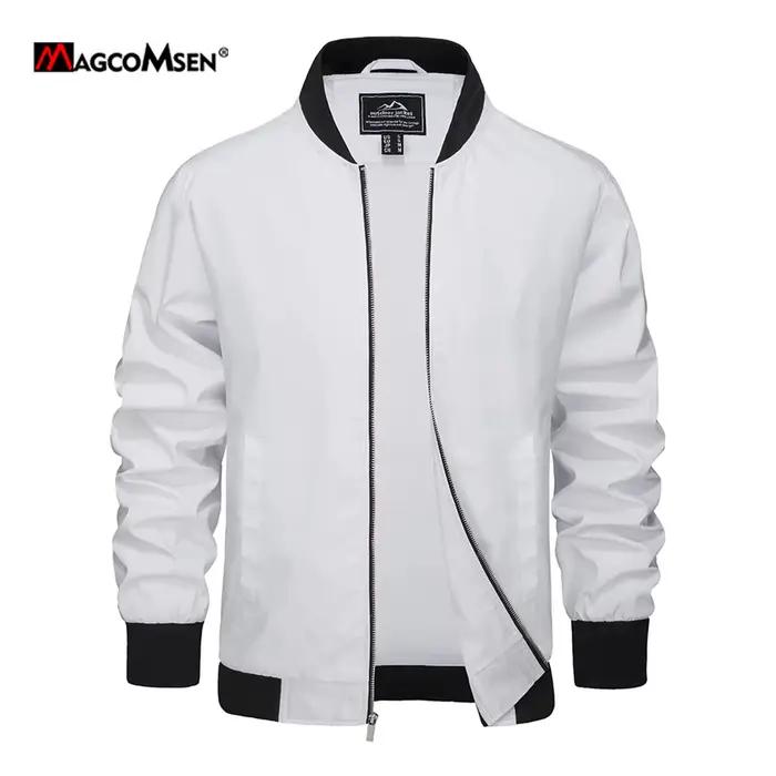 MAGCOMSEN veste d'aviateur pour hommes vestes de bombardier décontractée imperméable à fermeture éclair complète manteaux légers printemps automne coupe-vent