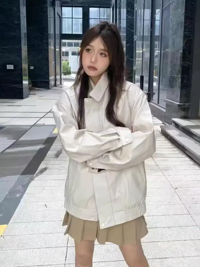 Nouveau 2025 veste en simili cuir hommes américain Vintage solide PU ample vêtements d'extérieur décontractés Streetwear manteaux homme et femme