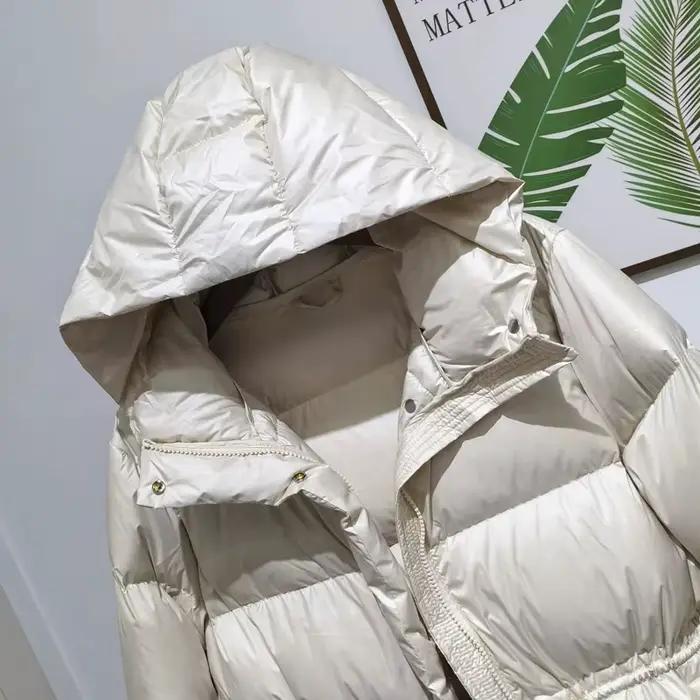 Schinteon femmes doudoune ceinturée avec capuche automne hiver chaud épais vêtements d'extérieur duvet de canard blanc manteau décontracté 2025 nouveau