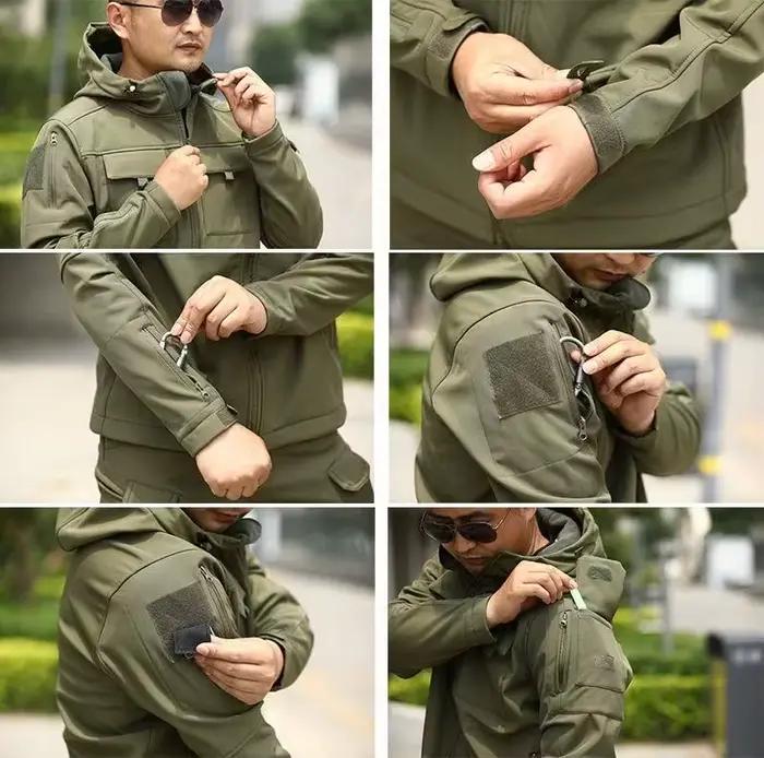 Tactique militaire hiver automne polaire Parkas Cargo vestes hommes coupe-vent randonnée Camping escalade peau de requin décontracté manteaux à capuche