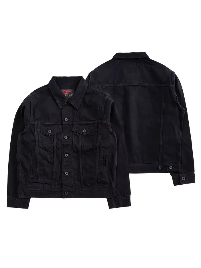 Veste de camionneur robuste en denim Tornado rouge pour hommes style vintage avec poches boutonnées et latérales adapté aux quatre saisons et aux voyages