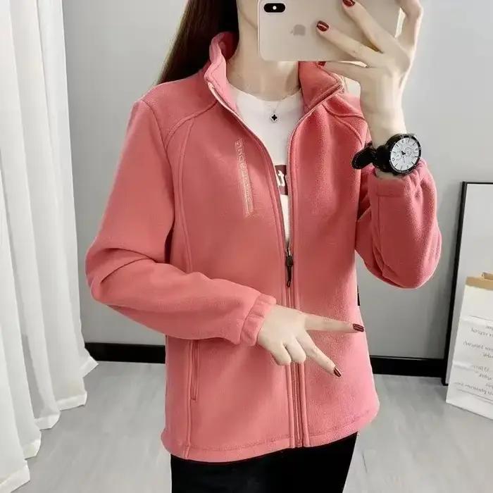 Manteau polaire chaud et épais pour femmes, grande taille, impression de lettres, Double face, manteaux d'extérieur en velours, fermeture éclair, sweat-shirt de sport