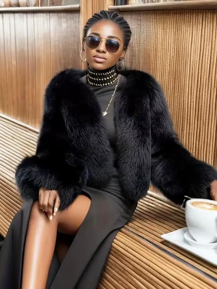 ZADORIN épais chaud hiver manteaux de fourrure femme luxe moelleux noir fausse fourrure manteau femme vêtements fourrure de renard fausse manteau courte fourrure veste