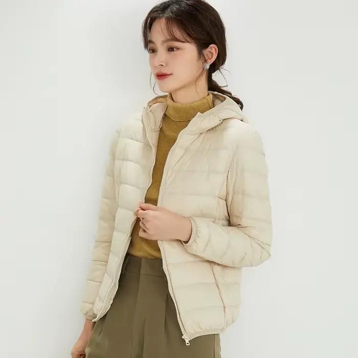 Doudoune à capuche ultralégère pour femme, manteau chaud, parka femme, vêtement d'extérieur portable, coupe-vent matelassé, hiver, Wygidne lehtia