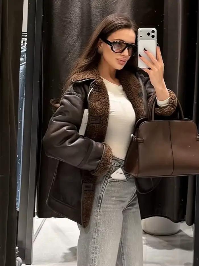 Manteau HH Femme Polyester Streetwear Revers Boutonné Occasions Spéciales Hiver Automne