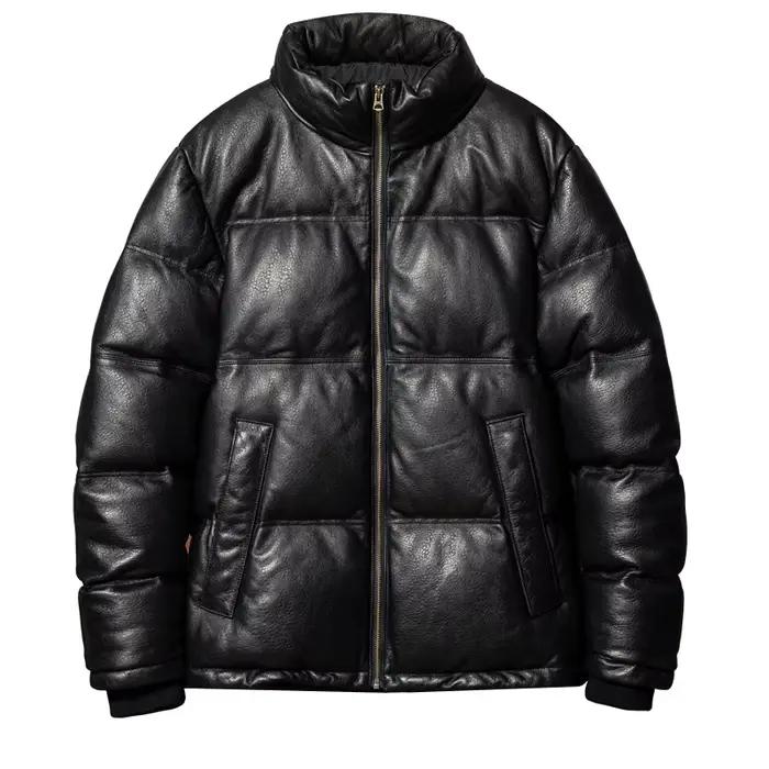 Noir hiver en cuir doudoune hommes Style décontracté grande taille 5XL véritable naturel épais en peau de mouton chaud col montant en cuir manteau