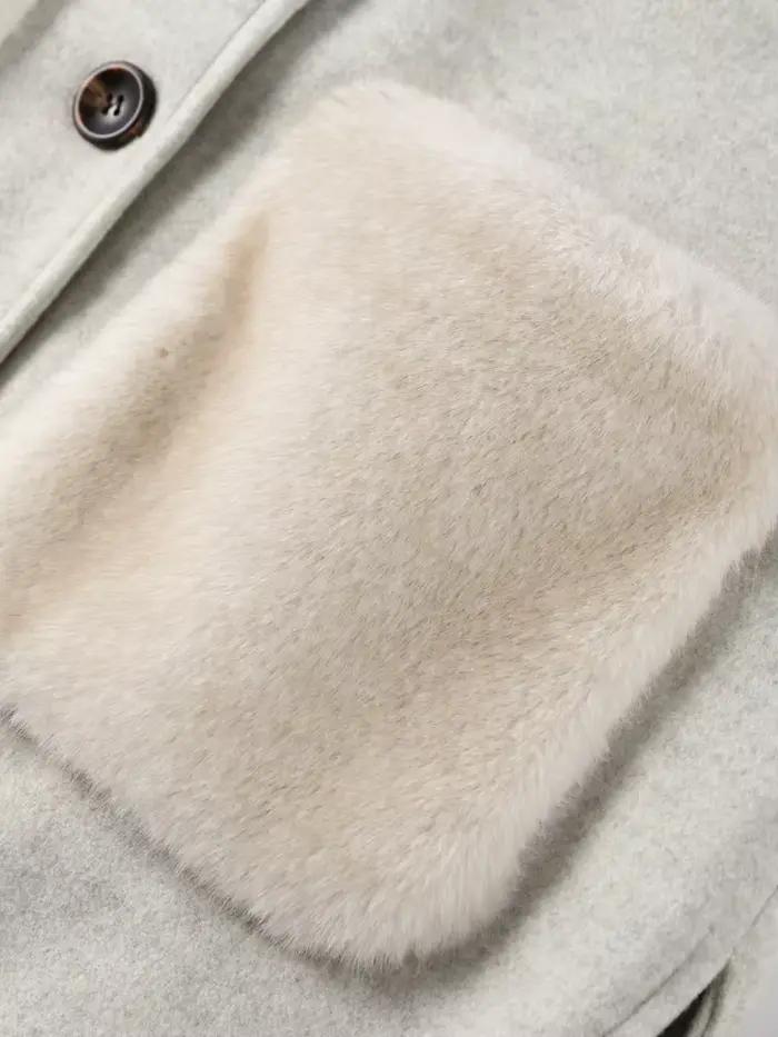 Manteaux d'hiver tricotés en fausse fourrure pour femme