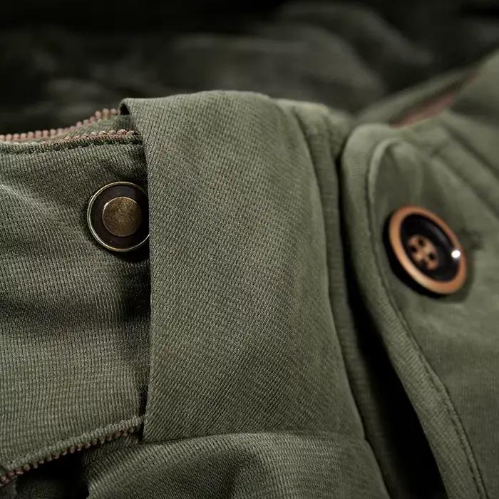 Veste d'hiver homme Parka épaisse avec capuche détachable, multi-poches, coton remplissage, polyester matériau, idéale pour les saisons froides, grandes tailles, extérieure