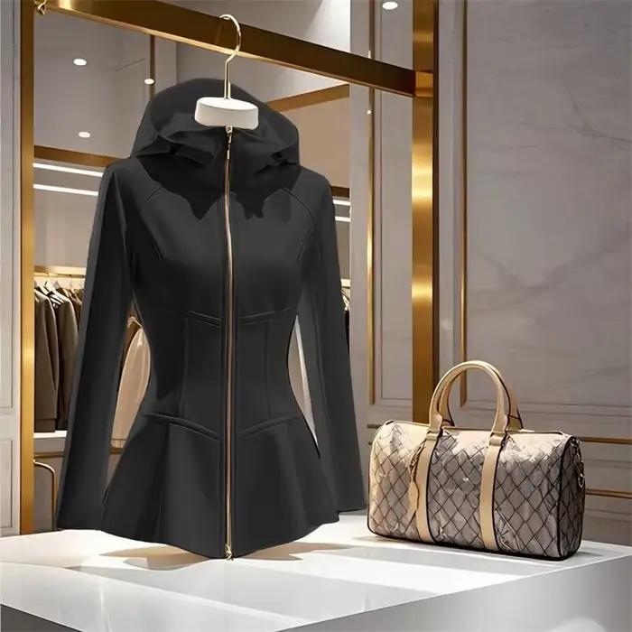 Manteau Femme Automne Hiver Coréen Bleu Ciel Court Décontracté Haute Qualité