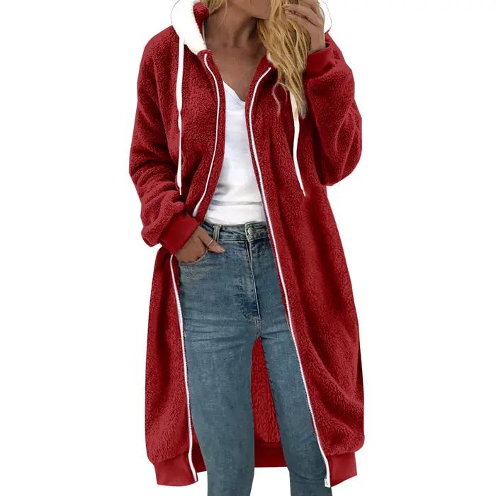 Nouveau Manteau en Fourrure Double Face Épaisse Mi-longue pour Femme avec Capuche Automne Hiver Confortable et Décontracté 2025