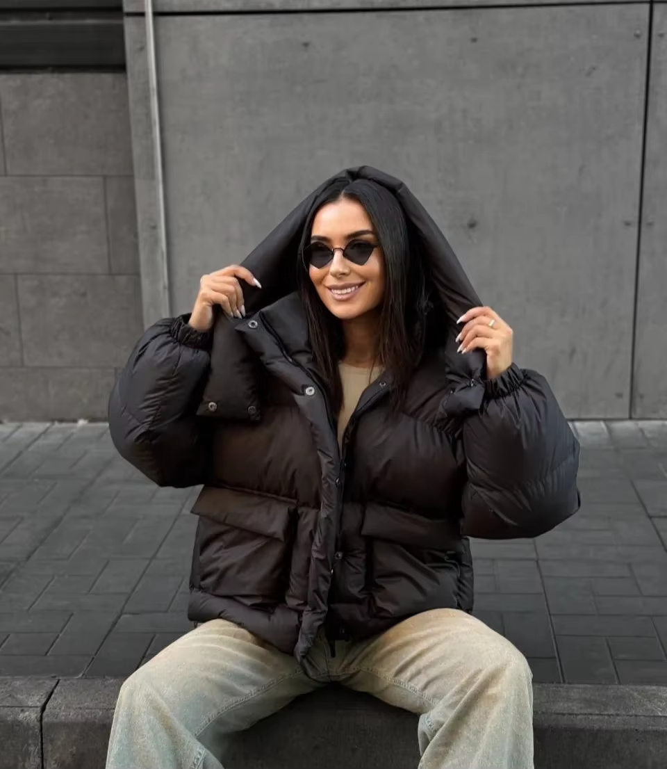 Veste matelassée à capuche pour femme, avec cordon de serrage à l'ourlet, fermeture éclair, grandes 