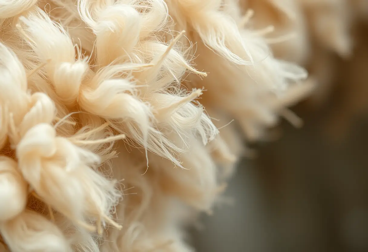 Fibres de laine sous microscope, Texte alternatif en français