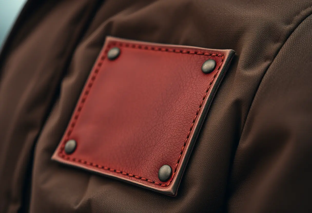 Un zoom sur un bouton de cuir sur un manteau d'hiver, mettant en valeur sa solidité et sa chaleur