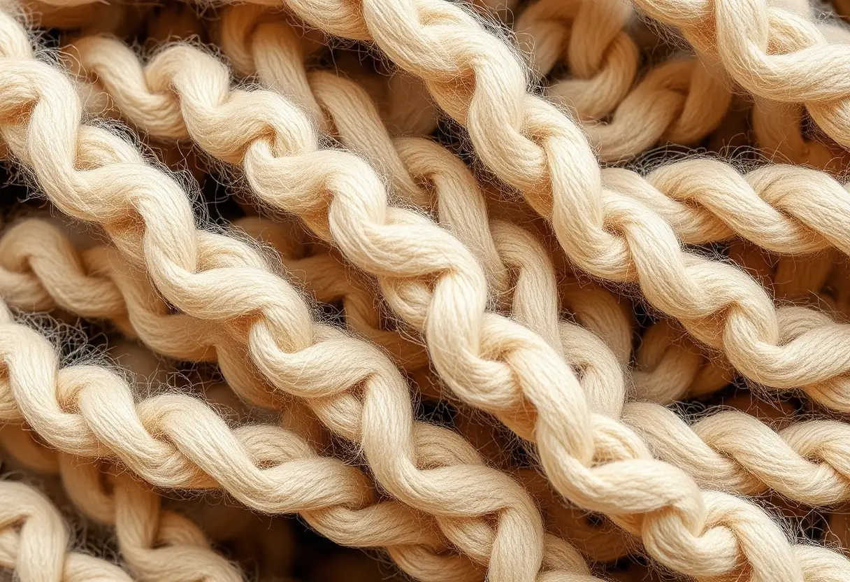 Fibres de laine entrelacées, montrant leur texture et leur chaleur